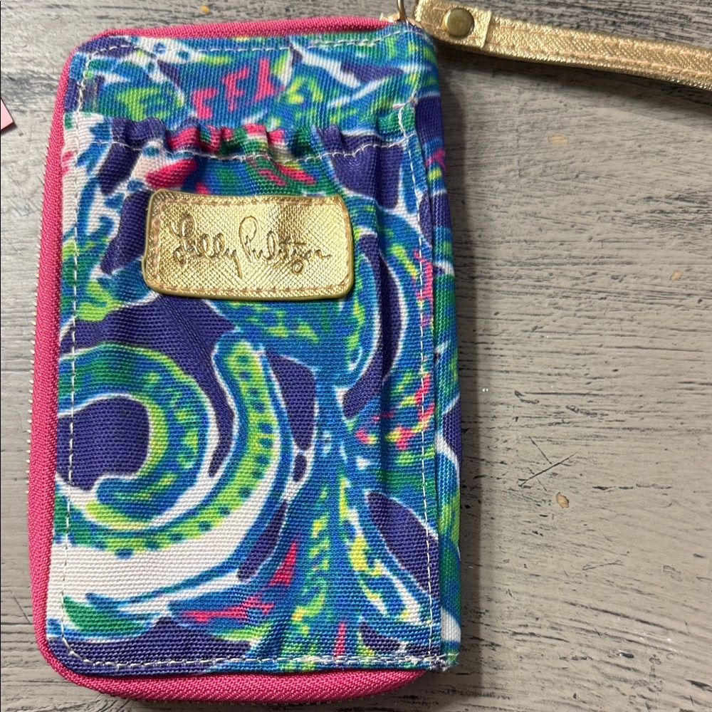 Lilly Pulitzer Blue and Pink Patterned Wristlet
